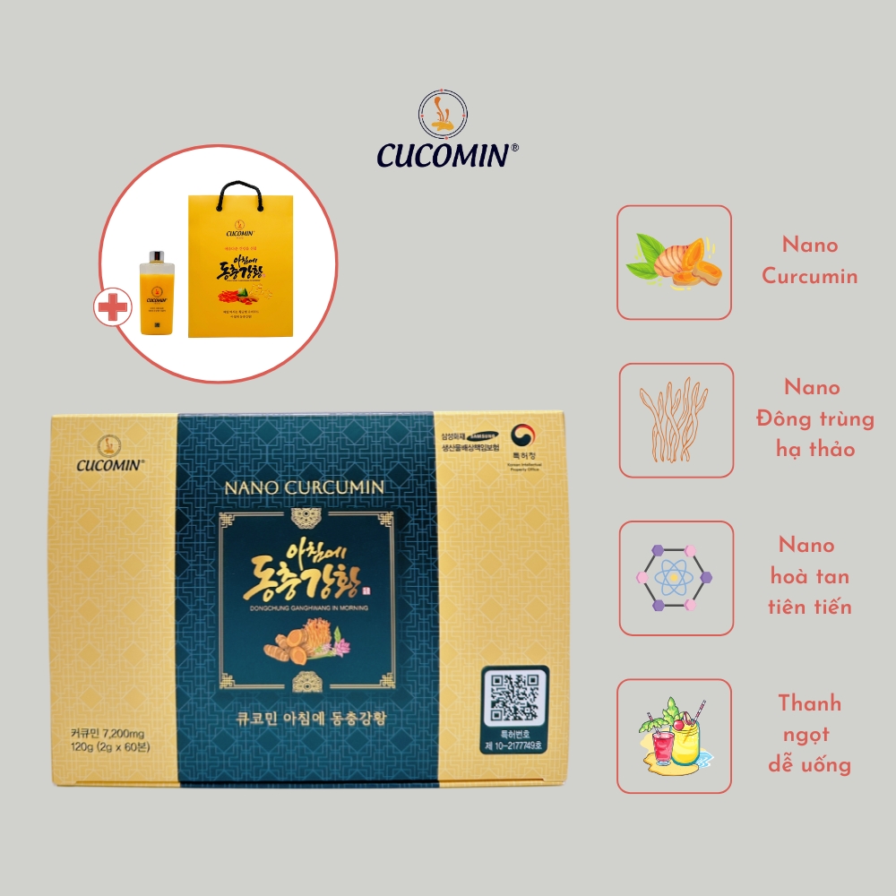 Tinh Chất Nghệ Nano Curcumin Nghệ Đông Trùng CUCOMIN Hàn Quốc Loại 60 Tuýp × 2g